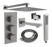 Mexen Cube DR02 ensemble bain-douche encastré avec pommeau de douche 30 cm, graphite - 77503DR0230-66 6405 5907709136458