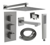 Mexen Cube DR02 ensemble de baignoire-douche encastré avec douche de tête 25 cm, gris fusil brossé - 77503DR0225-66 6412 5907709136694