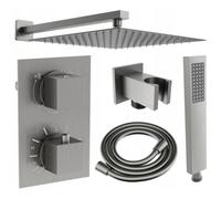 Mexen Cube DR02 ensemble de douche encastré avec pomme de douche de 30 cm, gris pistolet brossé - 77502DR0230-66 6393 5907709136441