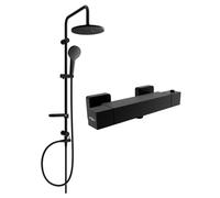 Mexen Cube Erik ensemble de douche encastré avec pomme de douche et robinetterie thermostatique, noir - 77200205-70 5989 5907709180734