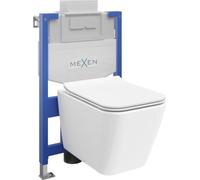 Mexen Cube Fenix XS-U Ensemble WC encastré avec cuvette WC et couvercle à fermeture amortie Blanc brillant