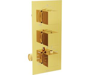 Mexen Cube mélangeur thermostatique pour baignoire-douche à 3 sorties, doré - 77503-50 405 5907709119048