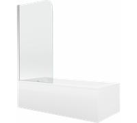 Mexen Cubik baignoire rectangulaire 150 x 70 cm avec habillage et écran de baignoire 1 volet 75 cm, transparent, chrome 12980 5907709161962
