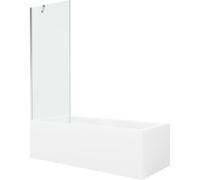 Mexen Cubik baignoire rectangulaire 150 x 70 cm avec habillage et paravent à 1 volet 70 cm, transparent, chrome 22086 5905315203120