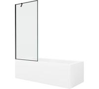 Mexen Cubik baignoire rectangulaire 150 x 70 cm avec habillage et paravent à 1 volet 80 cm, motif noir - 550315070X9508007070 22105 5905315203311