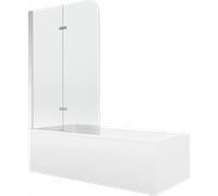 Mexen Cubik baignoire rectangulaire 150 x 70 cm avec habillage et paravent à 2 battants 100 cm, transparent, chrome 12985 5907709162006