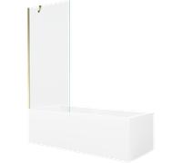 Mexen Cubik baignoire rectangulaire 150 x 70 cm avec habillage et pare-douche à 1 volet 80 cm, transparent, doré 22093 5905315203199