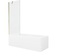 Mexen Cubik baignoire rectangulaire 150 x 70 cm avec habillage et paroi 1 vantail 70 cm, transparent, doré 22092 5905315203182