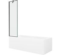 Mexen Cubik baignoire rectangulaire 150 x 70 cm avec habillage et paroi 1 volet 50 cm, motif noir - 550315070X9505007070 22102 5905315203281