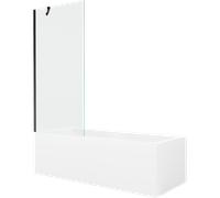 Mexen Cubik baignoire rectangulaire 150 x 70 cm avec habillage et paroi 1-volet 80 cm, transparent, noir - 550315070X9508000070 22099 5905315203250