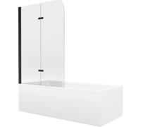 Mexen Cubik baignoire rectangulaire 150 x 70 cm avec habillage et paroi de douche à 2 battants 80 cm, transparent, noir 12984 5907709161993