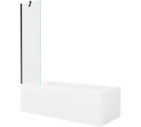 Mexen Cubik baignoire rectangulaire 150 x 70 cm avec revêtement et paroi 1 volet 50 cm, transparent, noir 22096 5905315203229