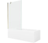 Mexen Cubik baignoire rectangulaire 150 x 70 cm avec revêtement et paroi de douche à 1 volet 100 cm, transparent, doré 22095 5905315203212