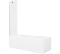 Mexen Cubik baignoire rectangulaire 150 x 70 cm avec tablier et pare-douche à 1 volet 50 cm, transparent, chromé 22083 5905315203106