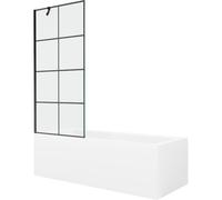 Mexen Cubik baignoire rectangulaire 150 x 70 cm avec tablier et paroi de douche à 1 volet 80 cm, motif noir 22111 5905315203373