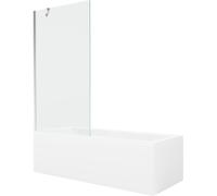 Mexen Cubik baignoire rectangulaire 160 x 70 cm avec habillage et paravent 1 volet 90 cm, transparent, chrome 22118 5905315203441