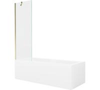 Mexen Cubik baignoire rectangulaire 160 x 70 cm avec habillage et pare-baignoire 1 volet 60 cm, transparent, doré 22121 5905315203472