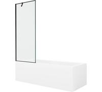 Mexen Cubik baignoire rectangulaire 160 x 70 cm avec habillage et pare-douche à un battant de 70 cm, motif noir 22134 5905315203601