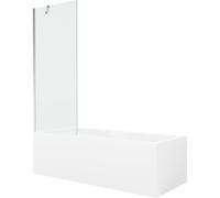 Mexen Cubik baignoire rectangulaire 160 x 70 cm avec habillage et paroi 1-volet 70 cm, transparent, chrome 22116 5905315203427