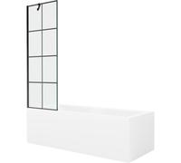 Mexen Cubik baignoire rectangulaire 160 x 70 cm avec habillage et paroi de bain à 1 volet 60 cm, motif noir 22139 5905315203656