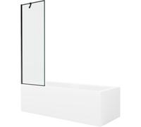 Mexen Cubik baignoire rectangulaire 160 x 70 cm avec habillage et paroi de douche à 1 volet 60 cm, motif noir 22133 5905315203595