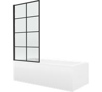 Mexen Cubik baignoire rectangulaire 160 x 70 cm avec revêtement et paroi 1-volet 80 cm, motif noir fixe - 550316070X9308007077 13043 5907709162242