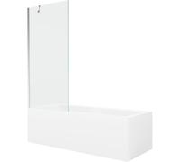 Mexen Cubik baignoire rectangulaire 160 x 70 cm avec revêtement et paroi de douche à 1 volet 80 cm, transparent, chrome 22117 5905315203434