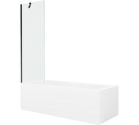 Mexen Cubik baignoire rectangulaire 160 x 70 cm avec tablier et écran pare-baignoire à 1 volet 60 cm, transparent, noir 22127 5905315203533