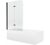 Mexen Cubik baignoire rectangulaire 160 x 70 cm avec tablier et paroi 2 volets 80 cm, transparent, noir - 550316070X9008027000 13026 5907709162150