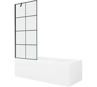 Mexen Cubik baignoire rectangulaire 160 x 70 cm avec tablier et paroi de douche à 1 vantail 80 cm, motif noir 22141 5905315203670