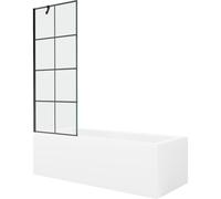 Mexen Cubik baignoire rectangulaire 160 x 70 cm avec tablier et paroi de douche à 1 volet 70 cm, motif noir 22140 5905315203663