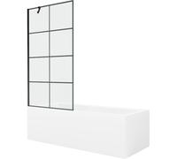 Mexen Cubik baignoire rectangulaire 160 x 70 cm avec tablier et paroi de douche à 1 volet 90 cm, motif noir 22142 5905315203687