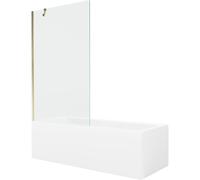 Mexen Cubik baignoire rectangulaire 170 x 70 cm avec habillage et paravent 1 volet 100 cm, transparent, doré 22155 5905315202918