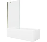 Mexen Cubik baignoire rectangulaire 170 x 70 cm avec habillage et paravent à 1 volet 90 cm, transparent, doré 22154 5905315202901