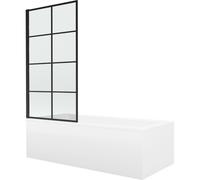 Mexen Cubik baignoire rectangulaire 170 x 70 cm avec habillage et pare-douche 1 volet 80 cm, motif noir fixe 13074 5907709162402