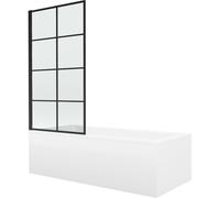 Mexen Cubik baignoire rectangulaire 170 x 70 cm avec revêtement et pare-douche 1 volet 70 cm, motif noir - 550317070X9307017077 13071 5907709162389