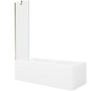 Mexen Cubik baignoire rectangulaire 170 x 70 cm avec habillage et paroi de douche à 1 volet 50 cm, transparent, doré 22150 5905315202864