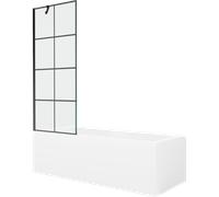 Mexen Cubik baignoire rectangulaire 170 x 70 cm avec habillage et paroi de douche à 1 volet 70 cm, motif noir 22170 5905315203069