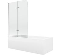 Mexen Cubik baignoire rectangulaire 170 x 70 cm avec habillage et paroi de douche à 2 volets 100 cm, transparent, chrome 13057 5907709162327