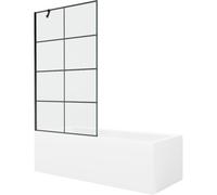 Mexen Cubik baignoire rectangulaire 170 x 70 cm avec tablier et paravent 1 volet 100 cm, motif noir - 550317070X9510007077 22173 5905315203090