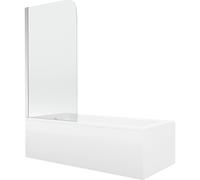 Mexen Cubik baignoire rectangulaire 170 x 70 cm avec tablier et paravent 1 volet 75 cm, transparent, chrome 13053 5907709162280