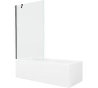 Mexen Cubik baignoire rectangulaire 170 x 70 cm avec tablier et paroi 1 battant 100 cm, transparent, noir - 550317070X9510000070 22161 5905315202970