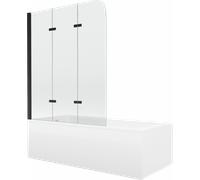 Mexen Cubik baignoire rectangulaire 170 x 70 cm avec tablier et paroi de douche à 3 volets 120 cm, transparent, noir 13067 5907709162341