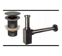 Mexen demi-siphon de lavabo carré avec bouchon clic-clac, sans trop-plein, graphite - 7991060-66 6524 5907709135567