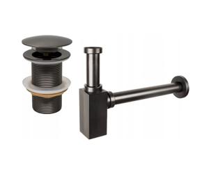 Mexen demi-siphon de lavabo carré avec bouchon clic-clac, sans trop-plein, graphite - 7991060-66 6524 5907709135567