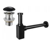 Mexen demi-siphon de lavabo carré avec bouchon en céramique clic-clac, sans trop-plein, noir - 7991060-75 6529 5907709135512