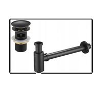 Mexen demi-siphon de lavabo rond avec bouchon céramique clic-clac, avec trop-plein, noir antique - 7992050-79 6519 5907709127067