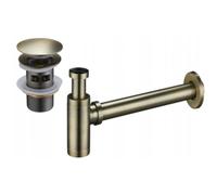 Mexen demi-siphon de lavabo rond avec bouchon clic-clac, avec trop-plein, laiton antique - 7992050-40 6511 5907709135383