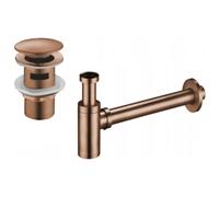 Mexen demi-siphon de lavabo rond avec bouchon clic-clac, avec trop-plein, or rose - 7992050-60 6507 5907709135345