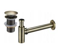 Mexen demi-siphon de lavabo rond avec bouchon clic-clac, sans trop-plein, laiton antique- 7991050-40 6489 5907709135390